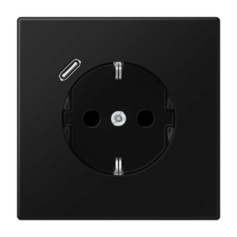 Розетка SCHUKO® с USB-зарядным устройством, тип С; термопласт; черный матовый