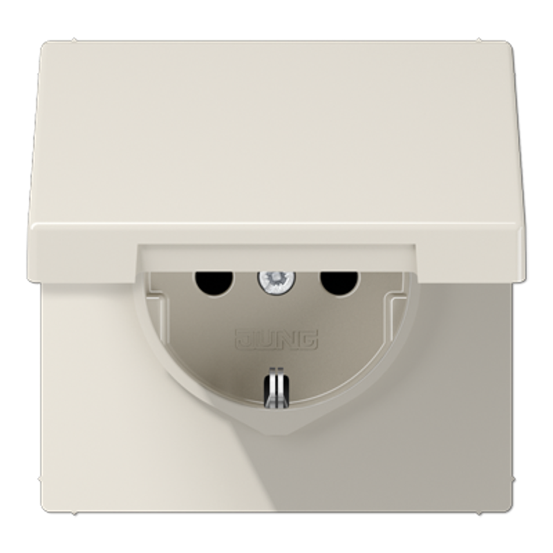 Штепсельная розетка SCHUKO 16А / 250В с защитными шторками, с подпружиненной откидной крышкой, пружинные зажимы; дюропласт; слоновая кость; LS990