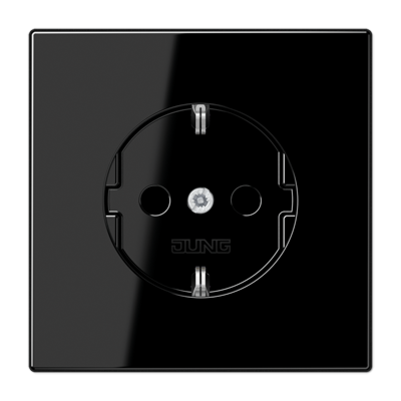 Штепсельная розетка SCHUKO 16А / 250В с защитными шторками, пружинные зажимы; дюропласт; черный; LS990