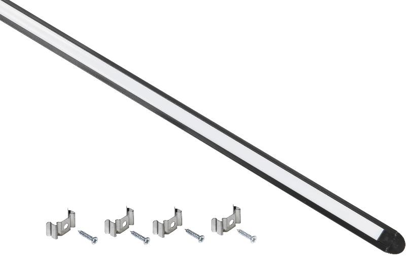 Профиль алюминиевый для LED ленты 2207 трап. 2м к-т опал черн.