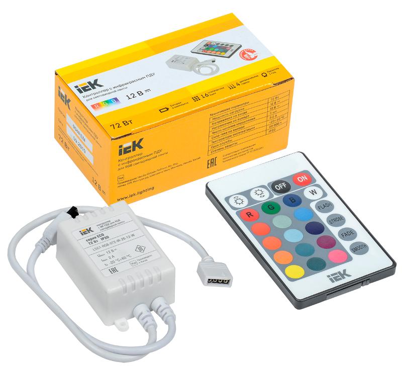 Контроллер с ПДУ ИК RGB 3 канала 12В 2А 72Вт