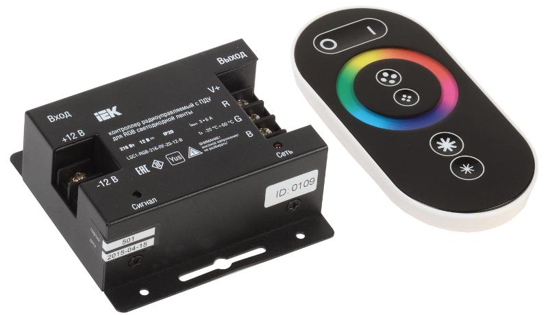Контроллер с ПДУ радио (черный) RGB 3 канала 216Вт 12В 6А