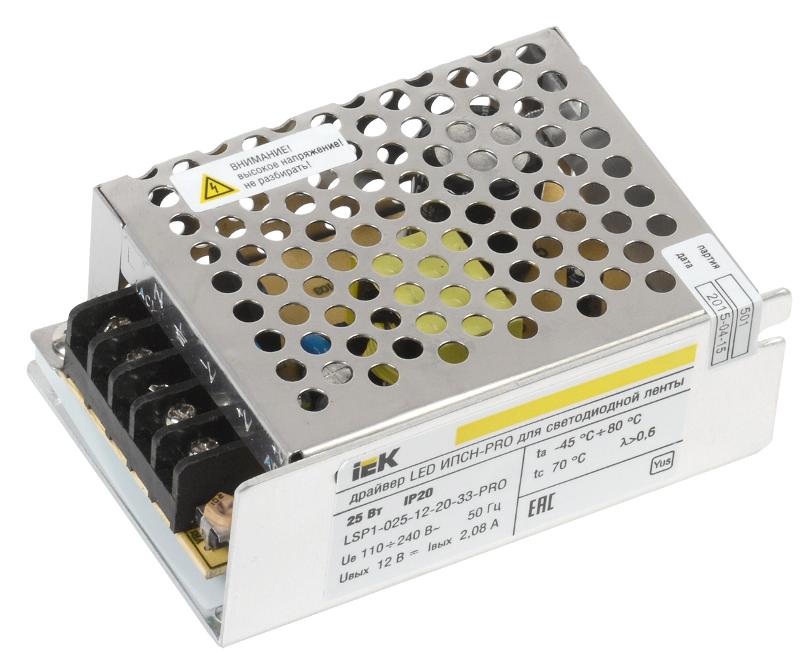 Драйвер для светодиодных лент LED ИПСН-PRO 25Вт 12В IP20 блок-клеммы