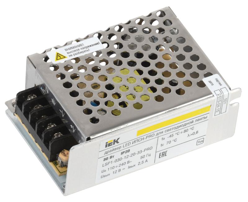 Драйвер для светодиодных лент LED ИПСН-PRO 30Вт 12В IP20 блок-клеммы