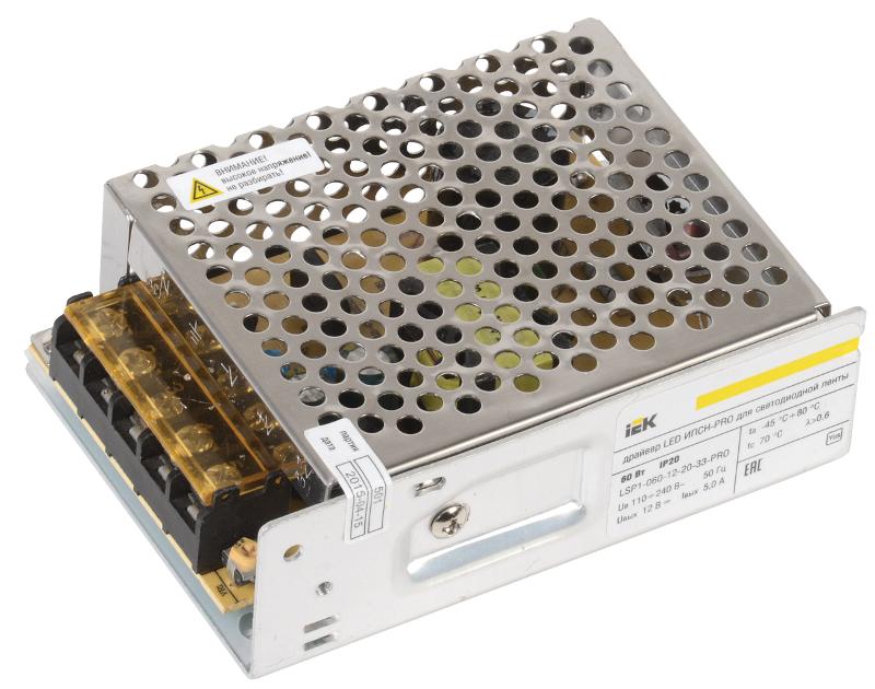 Драйвер для светодиодных лент LED ИПСН-PRO 60Вт 12В IP20 блок-клеммы