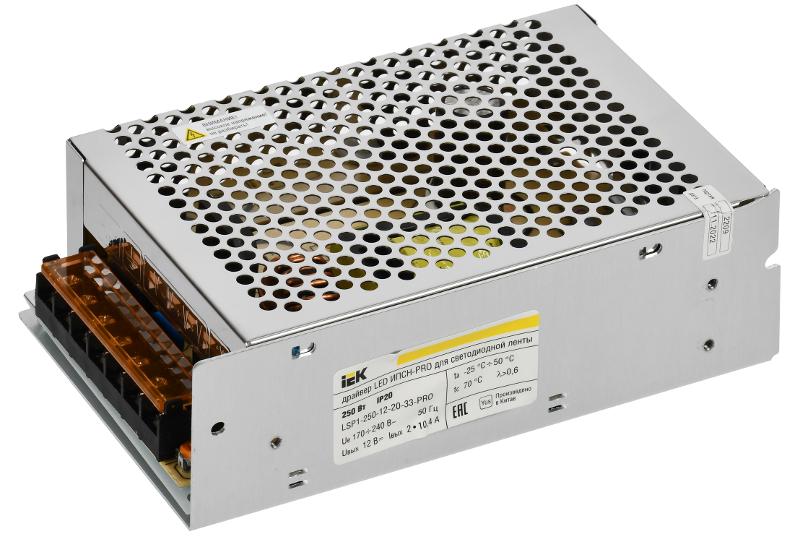 Драйвер для светодиодных лент LED ИПСН-PRO 250Вт 12В IP20 блок-клеммы