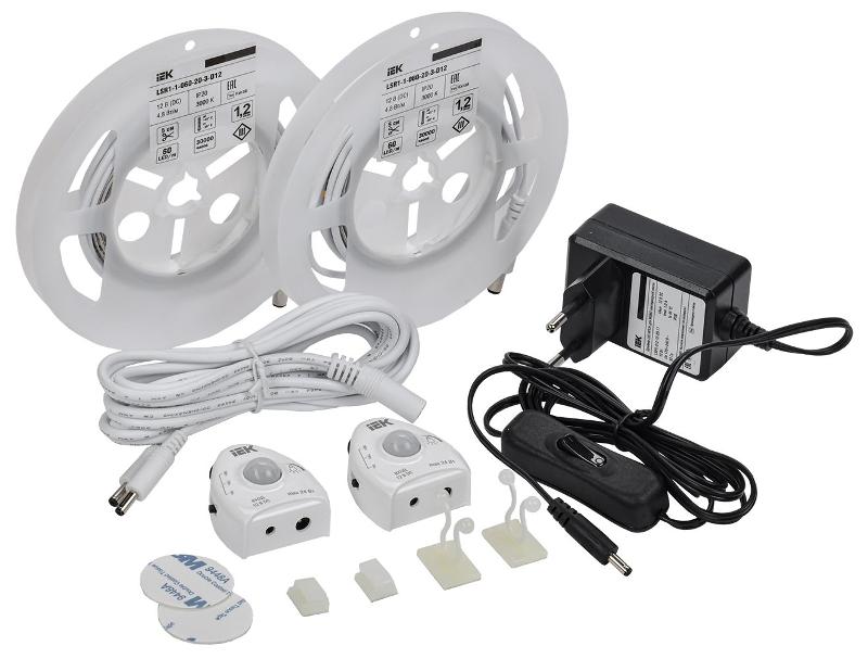 Комплект светодиодной ленты DIY (2835WW60-4,8-IP20-12В 2х1,2м + др + 2хДД)