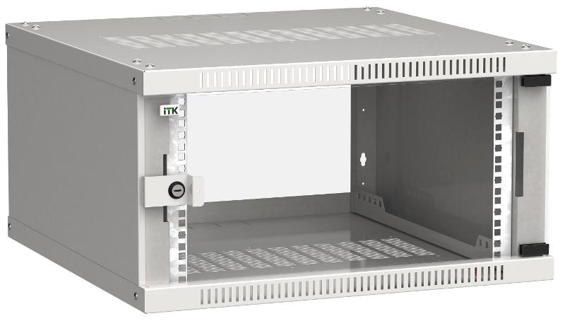 Шкаф LINEA WE 6U 600x600мм дверь стекло серый