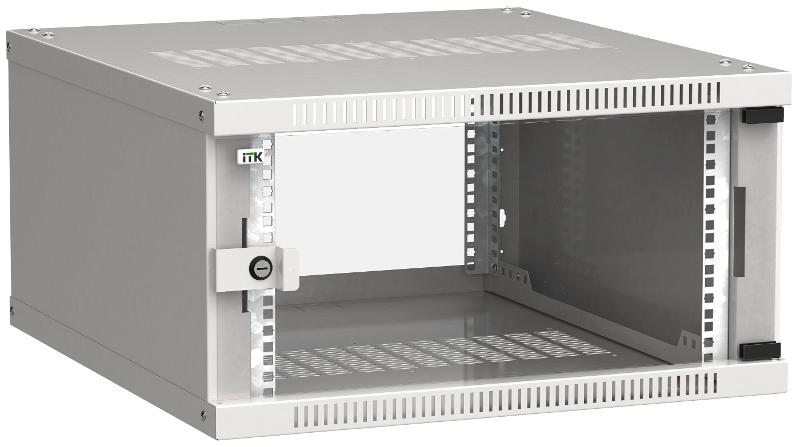 Шкаф LINEA WE 6U 600x650мм дверь стекло серый