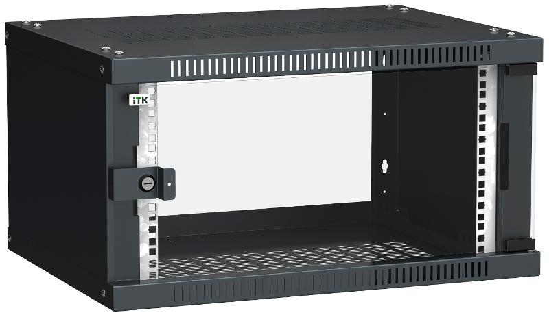 Шкаф LINEA WE 6U 600x450мм дверь стекло черный