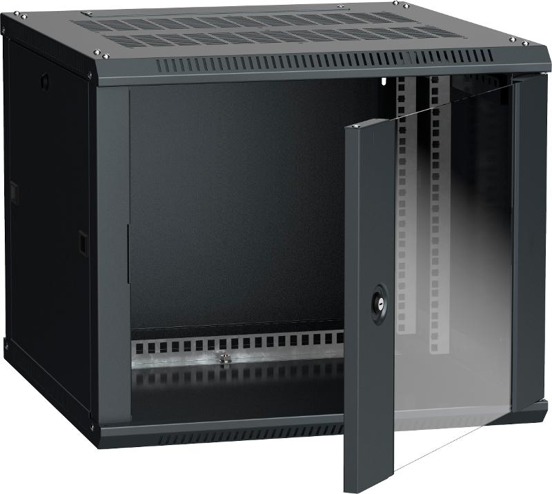 Шкаф LINEA W 9U 600x600 мм дверь стекло, RAL9005
