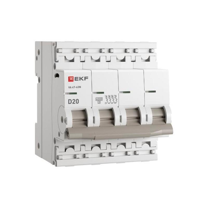 Выключатель автоматический ВА 47-63N 4P 20А (D) 4,5 кА PROXIMA