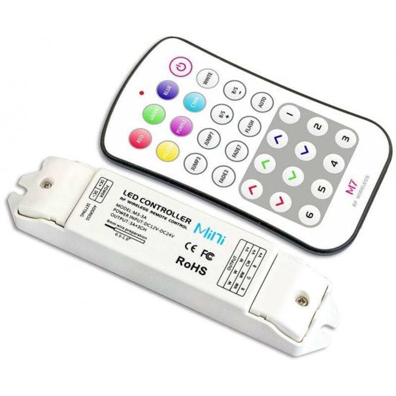 Контроллер для светодиодной ленты RGB 12-24 V IP20 135x30x20 мм c пультом, радиус 45 м (LTECH)