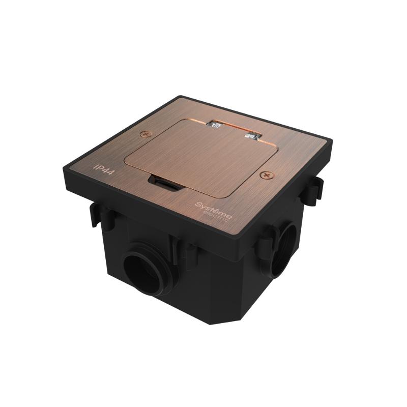 MultiDesk Лючок на 2 модуля IP44 с монтажной коробкой для бетонных полов МЕДЬ, тип MDK20