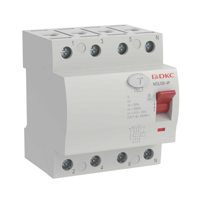 Выключатель дифференциального тока YON MAX MDL100, 4P, 30mA, 63A, тип АC