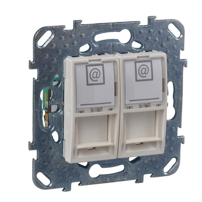 Unica Бежевый Розетка комп(RJ45) 2-ая кат.5е с полем для надписи