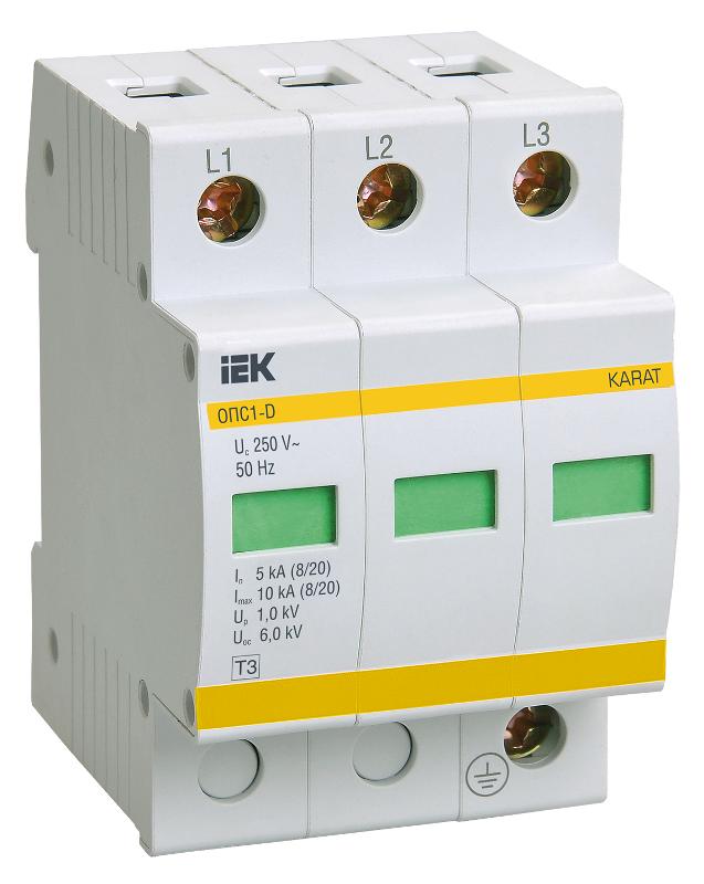 Ограничитель импульсного перенапряжения ОПС1-D 3Р In=5kA Un=230B Im=10kA