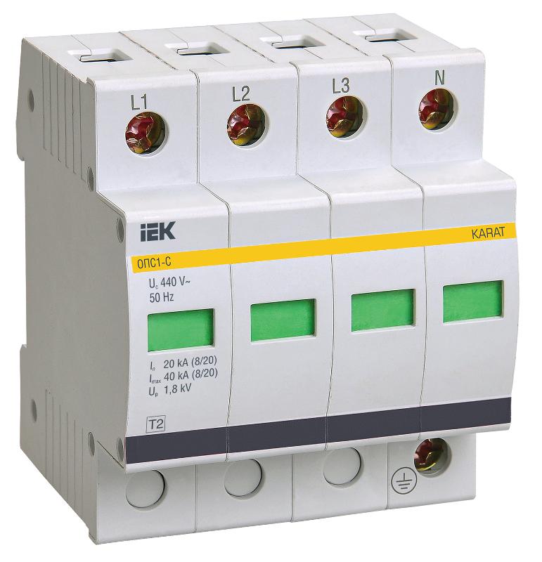 Ограничитель импульсного перенапряжения ОПС1-C 4Р In=20kA Un=400B Im=40kA