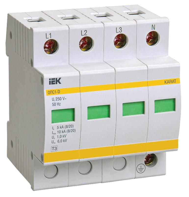 Ограничитель импульсного перенапряжения ОПС1-D 4Р In=5kA Un=230B Im=10kA