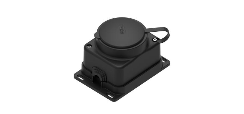 Колодка 1 гнездо 2К+З открытой установки каучуковая 16А/250В IP44 Чёрная MultiSet