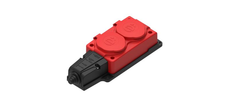 Колодка 2 гнезда 2К+З каучуковая 16А/250В IP44 Красная MultiSet