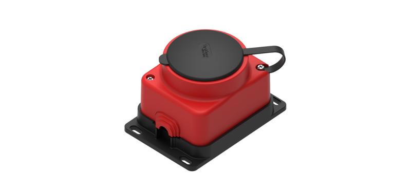 Колодка 1 гнездо 2К+З каучуковая 16А/250В IP44 Красная MultiSet