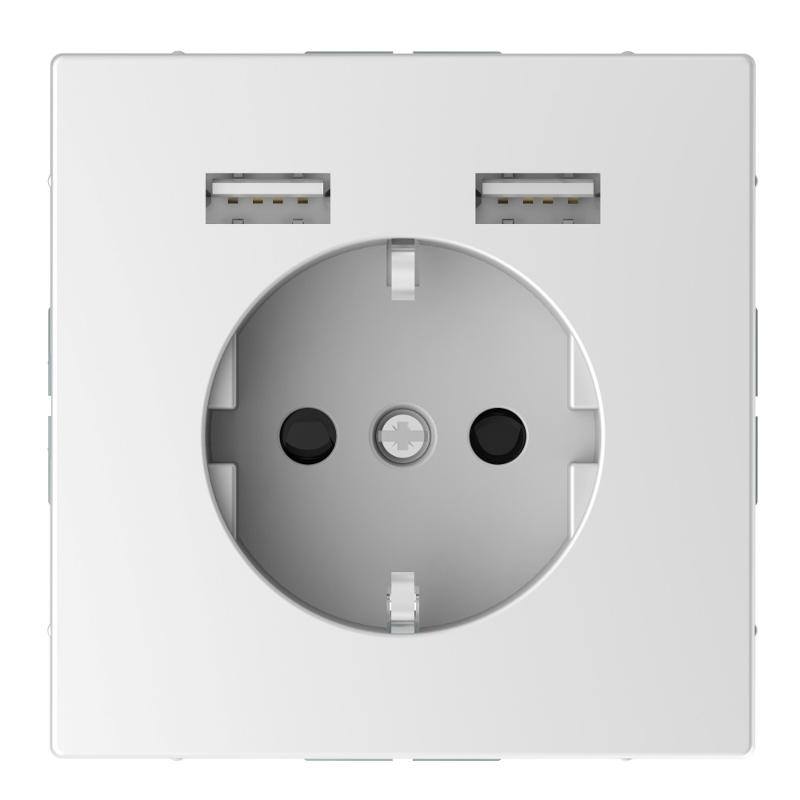 MERTEN SDL Розетка Schuko с 2 USB c зарядным устройством 2,4 A белый лотос