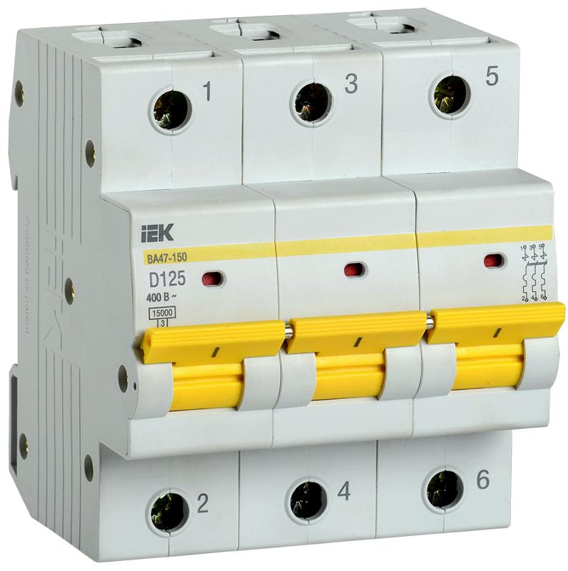 Выключатель автоматический трехполюсный ВА47-150 125А D 15кА KARAT