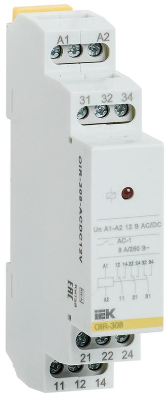 Промежут. реле.OIR 3 конт (8А). 12 В AC/DC