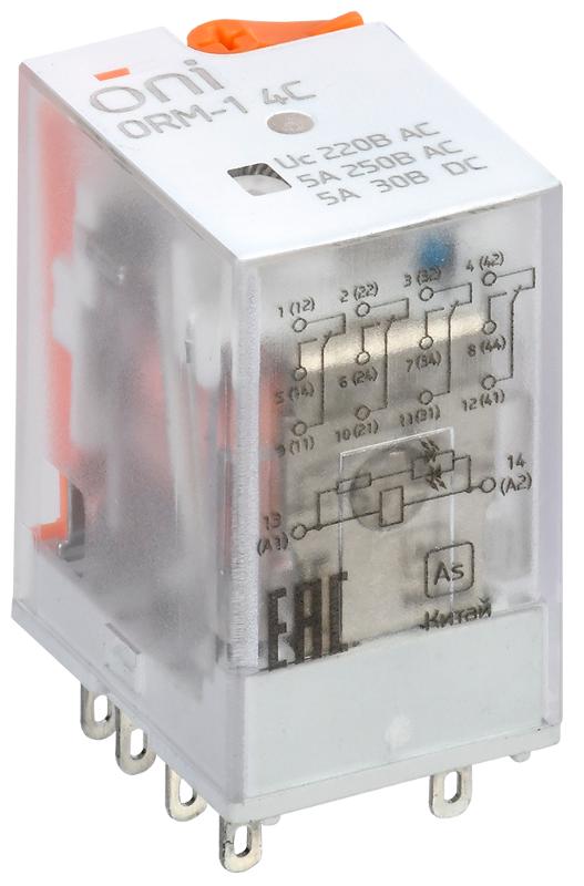 Реле интерфейсное ORM-1 4C 220В AC с LED и тест. кнопкой ONI