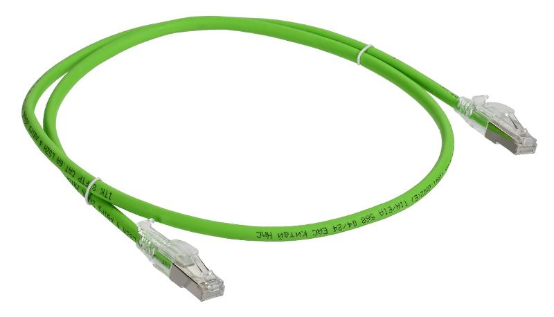 ITK Коммутационный шнур кат.6A S/FTP 3м st. лент. замок зел.