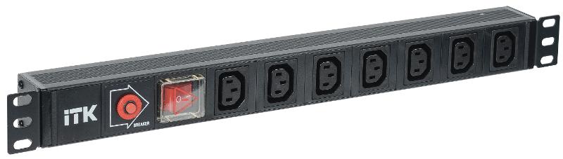 PDU 7 розеток C13, с выкл. и защ. от перенапр, без шнура