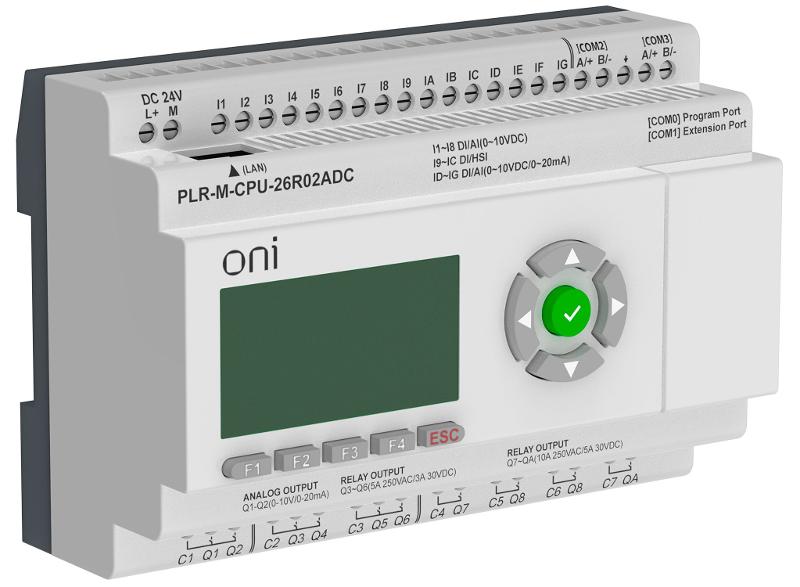 Микро ПЛК PLR-M. CPU DI16/DO08(R)/AO02 24В DC ONI