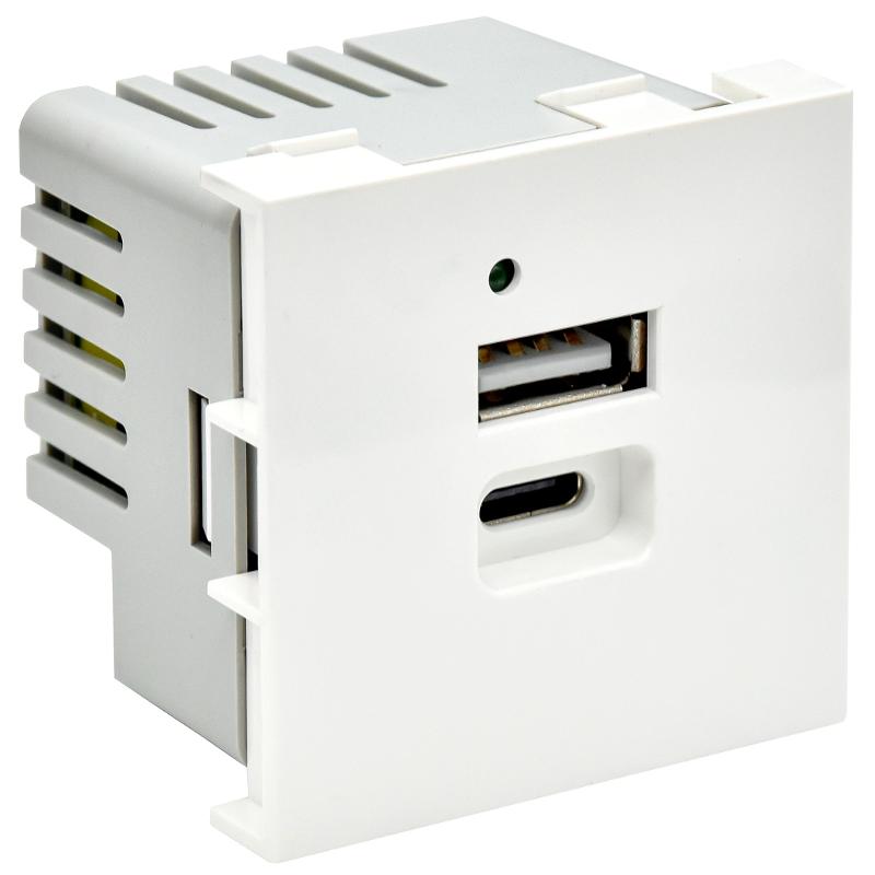 PRIMER РКЮ-25-40-П Розетка USB A+C 4,2А (2 мод.) бел.