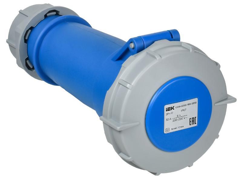 Розетка переносная ССИ-2232 32А-6ч 220В 2P+PE IP67