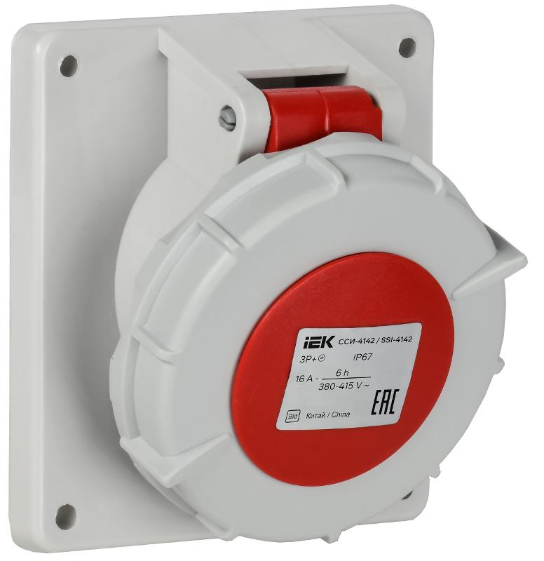 Розетка встраиваемая угловая ССИ-4142 16А-6ч 380В 3P+PE IP67