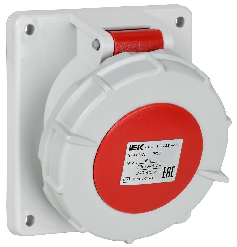 Розетка встраиваемая угловая ССИ-4152 16А-6ч 380В 3P+PE+N IP67