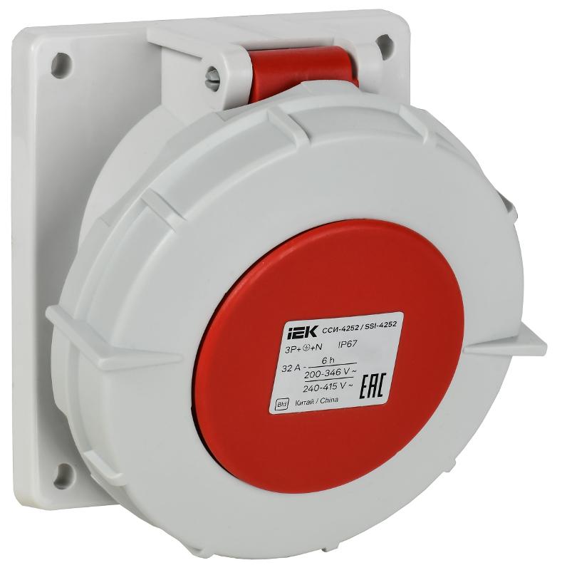 Розетка встраиваемая угловая ССИ-4252 32А-6ч 380В 3P+PE+N IP67
