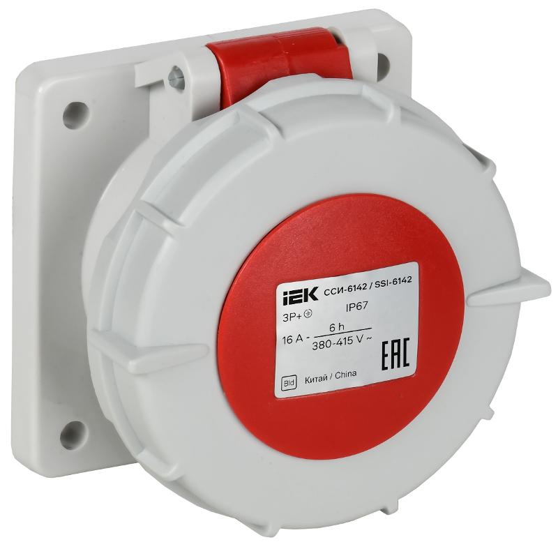 Розетка встраиваемая прямая ССИ-6142 16А-6ч 380В 3P+PE IP67