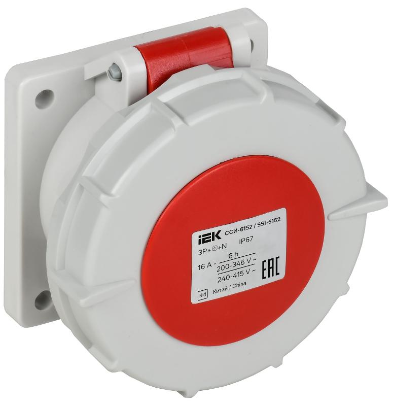 Розетка встраиваемая прямая ССИ-6152 16А-6ч 380В 3P+PE+N IP67