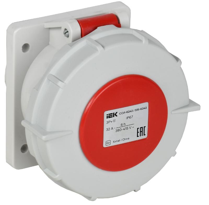 Розетка встраиваемая прямая ССИ-6242 32А-6ч 380В 3P+PE IP67
