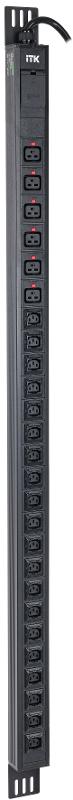 ITK PDU верт. 33U 1ф 32А 20 роз. C13 6 C19 каб. 3м IEC60309