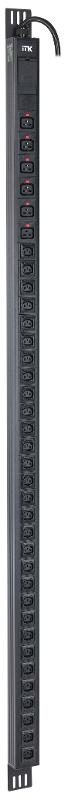 ITK PDU верт. 42U 1ф 32А 30 роз. C13 6 C19 каб. 3м IEC60309