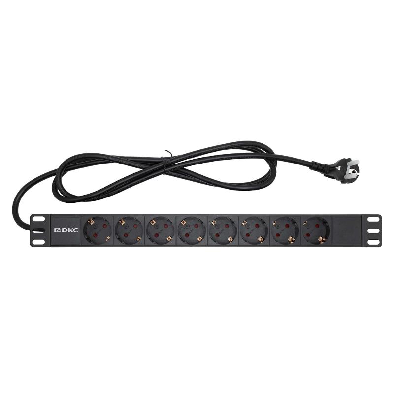 Блок розеток для 19" шкафов, 8 розеток Schuko