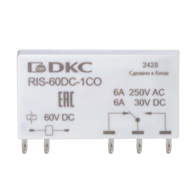 Реле миниатюрное ультратонкое, 1CO, ком. ток 6А, AgSnO2, напряжение 60V DC