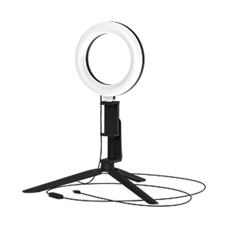 Светильник кольцевой 10W 600lm 3000-6500K 5V USB IP20 160*23мм черный дим, пульт LED 1/48