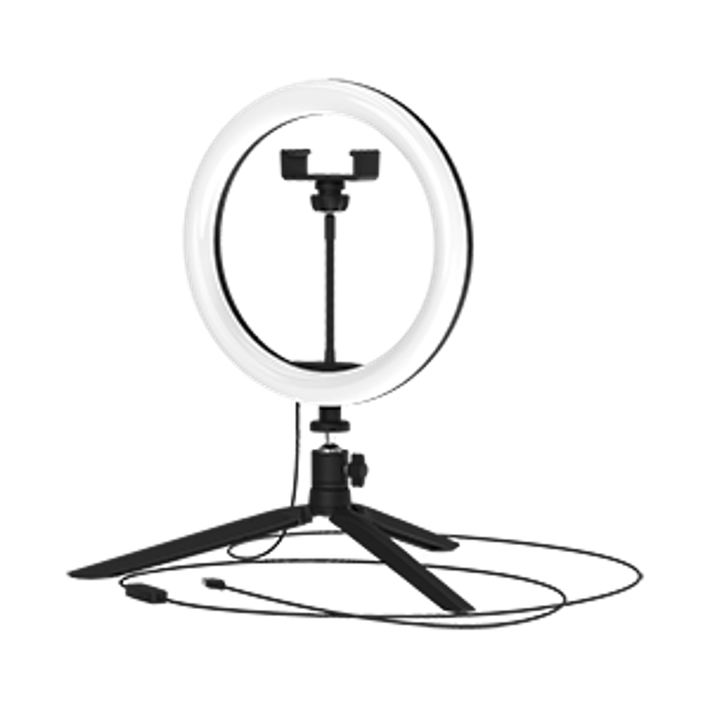 Светильник кольцевой 14W 700lm 3000-6500K 5V USB IP20 260*23мм черный дим пульт LED 1/20