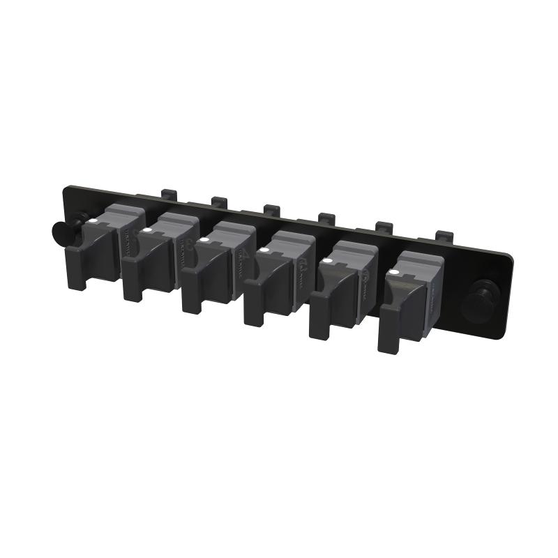 Адаптерная планка с установленными 6xMTP адаптерами (aligned key)(цвет адаптера - серый), OM4, 1/2 HU