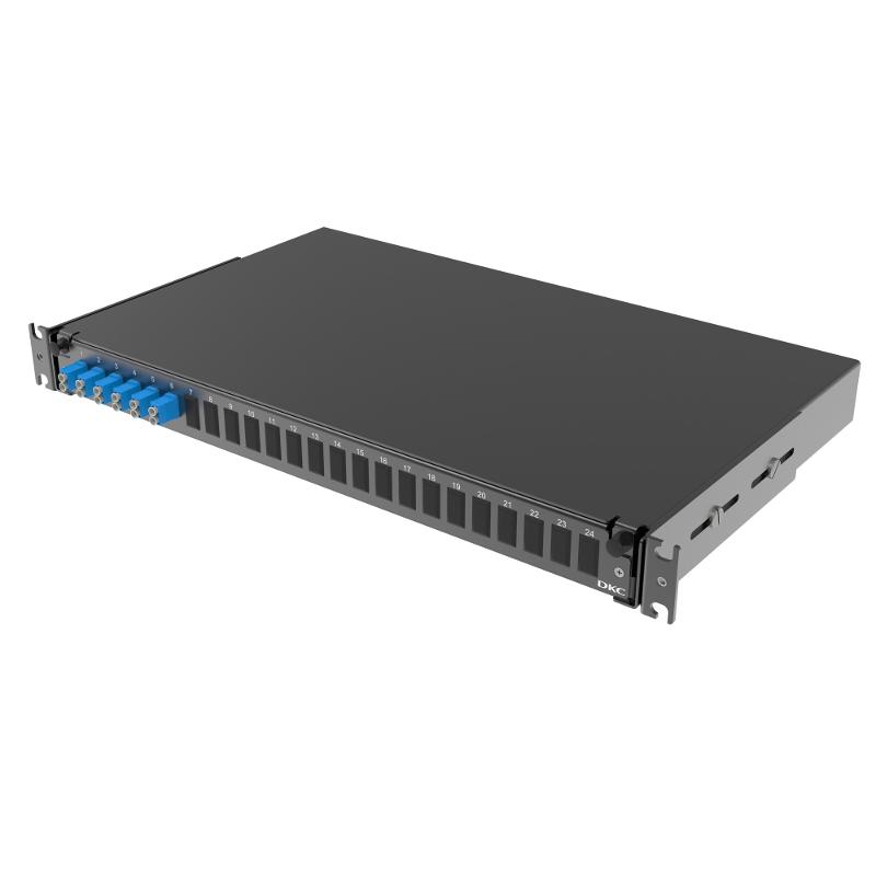 Оптическая полка выдвижная 1U с адатерами 6 х duplex LC OS2 в комплекте с лицевой панелью, пигтейлами, сплайс-кассет(ой/ами) и гильзами КДЗС