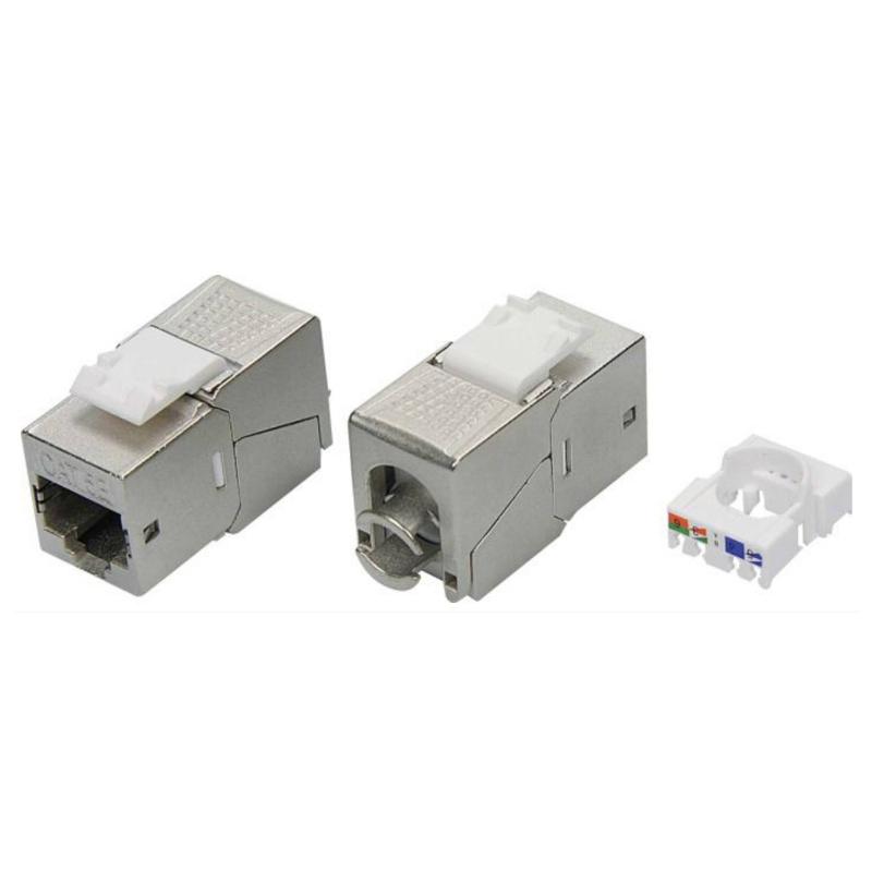 Модуль  Keystone RJ45 CAT5E экранированный(STP), 180 градусов,серебристый (форм-фактор S19)
